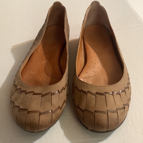 Naya Shoes Naya Begonia Woven Leather Ballet Flats Tan Natural Soft